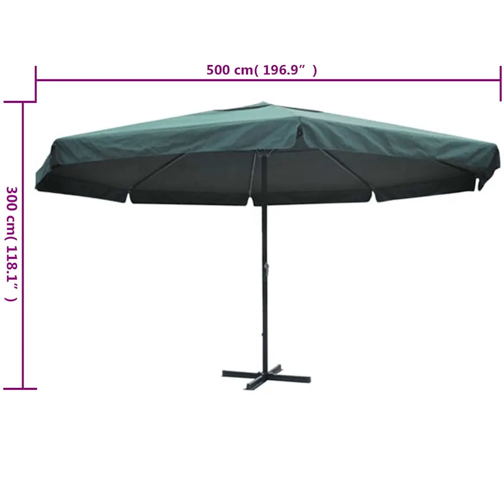 Ombrello | Parasolne Verde in Alluminio 500 cm
