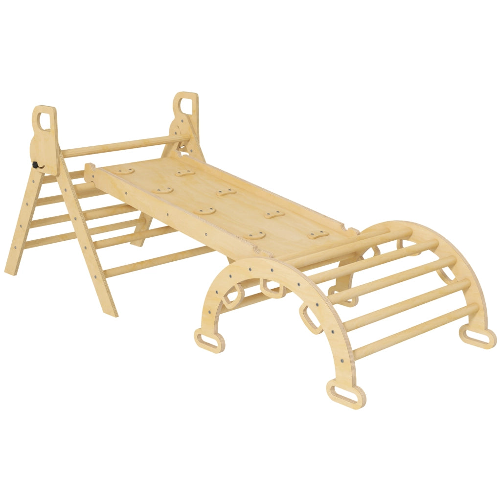 Set 5 in 1 con arco di arrampicata ¨C Minimal ¨C per bambini, in legno naturale