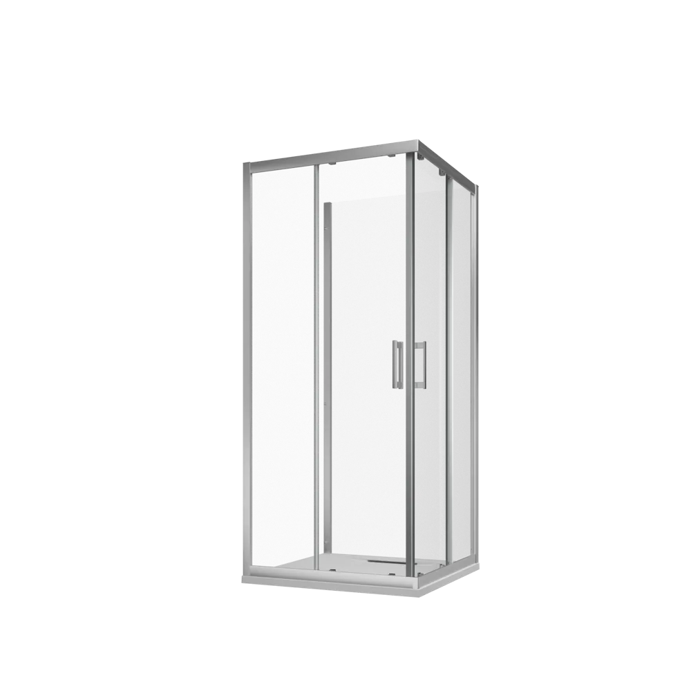 Box doccia 3 lati cromato 70x90x70cm vetro 6mm trasparente con angolare scorrevole e parete fissa h 170cm | Java