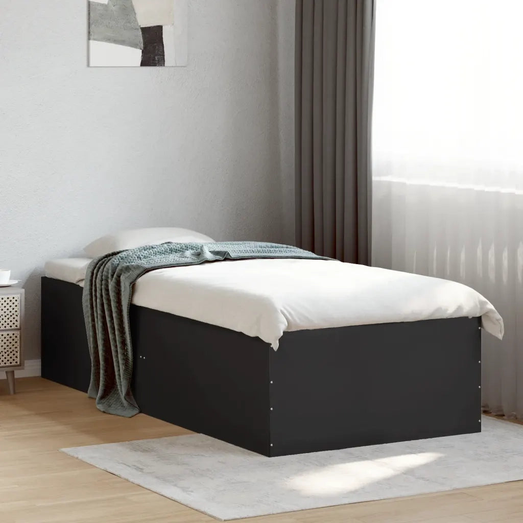 Giroletto-Struttura Letto Nero 100x200 cm in Legno Multistrato 813319