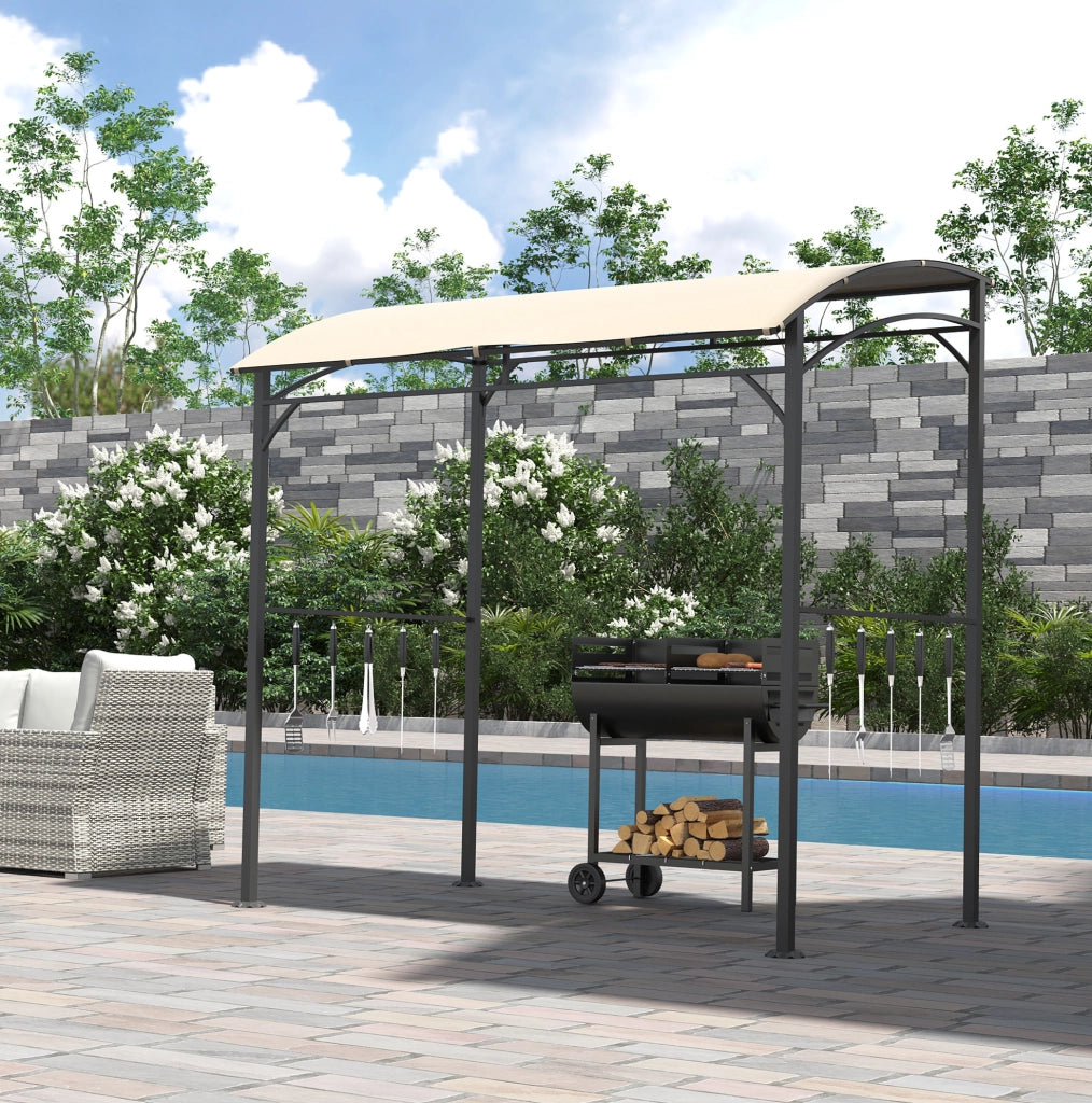 Gazebo per barbecue beige 215 x 150 x 220 cm