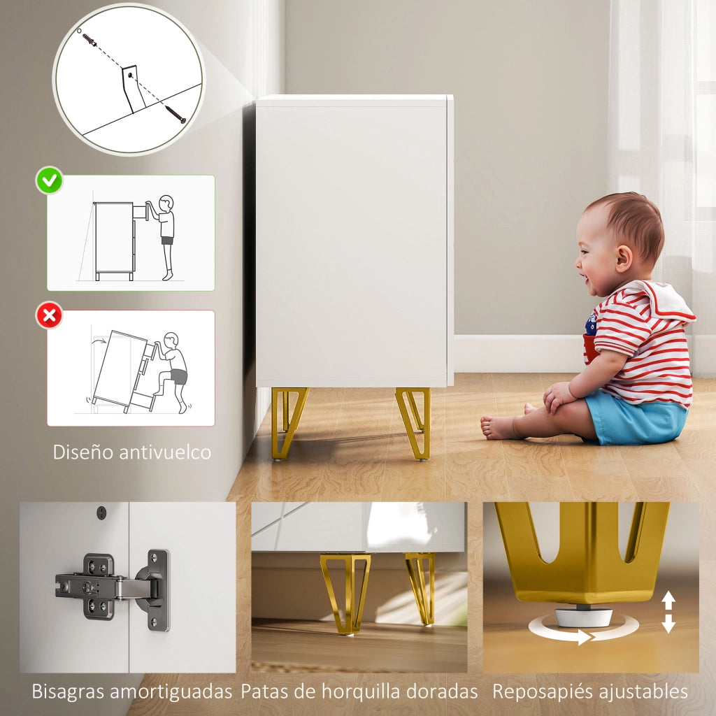 Mobile Ingresso con Ante e Ripiani ¨C Minimal ¨C 80x40x75 Bianco
