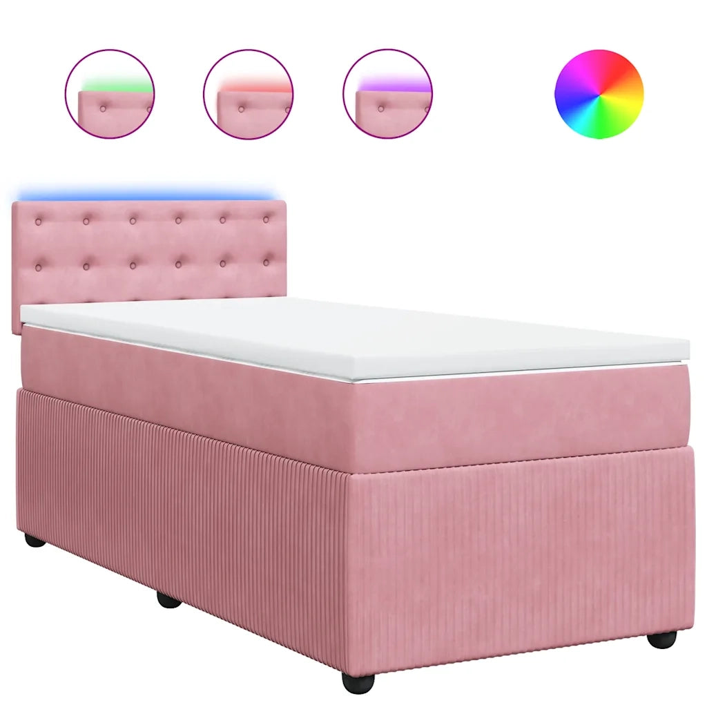 Giroletto a Molle con Materasso Rosa 90x200 cm in Velluto