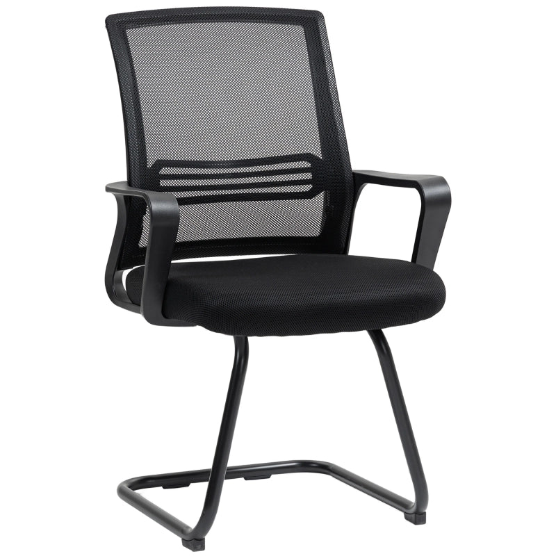 Sedie da ufficio ergonomiche set di 2 in rete nera imbottite impilabili con base a slitta 93 × 58.5 × 57.5 cm