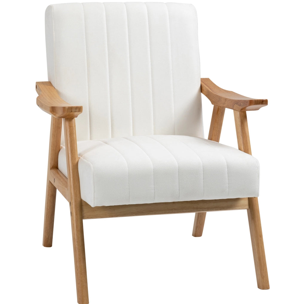 Poltrona lounge in stile scandinavo con rivestimento effetto velluto crema 68x74x82 cm