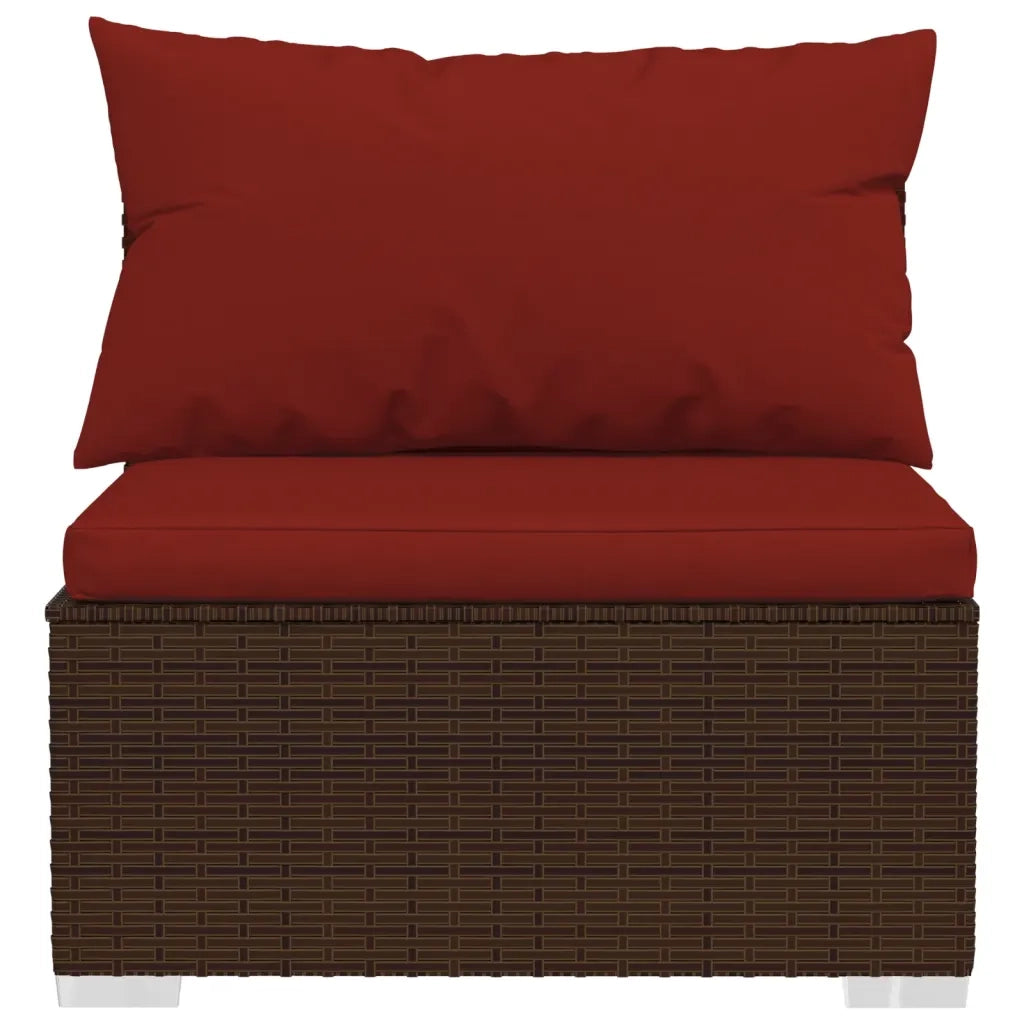 Set Divani da Giardino 7 pz con Cuscini in Polyrattan Marrone 3101827