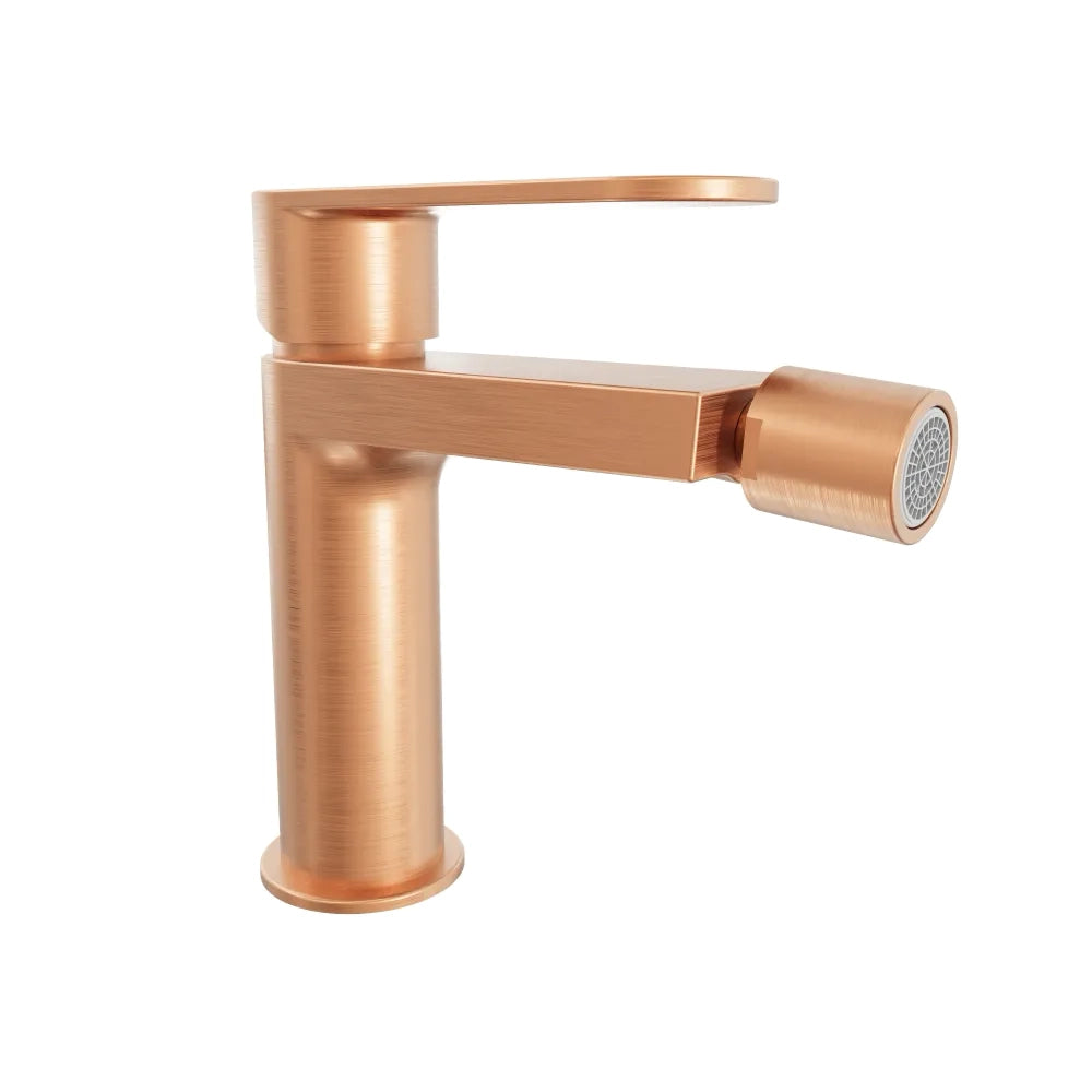 Coppia miscelatori lavabo 16cm e bidet rame spazzolato senza scarico | Margot