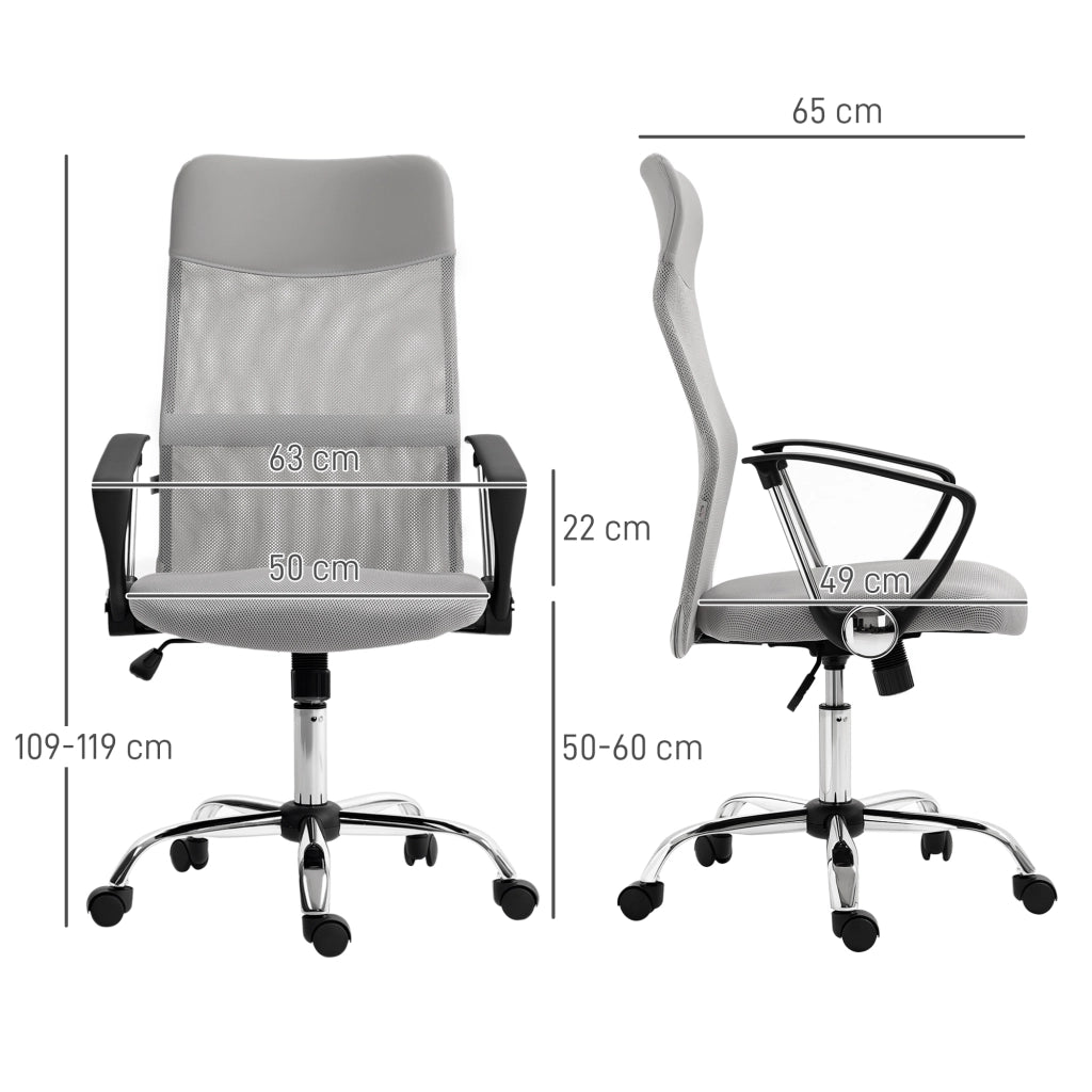 Poltrona da ufficio ergonomica girevole regolabile in altezza ¨C Minimal ¨C tessuto grigio 63x65x119-109cm