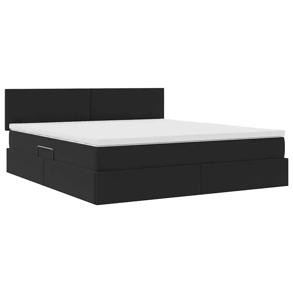 Letto con contenitore e LED con led Nero 180 x 200 cm Velluto