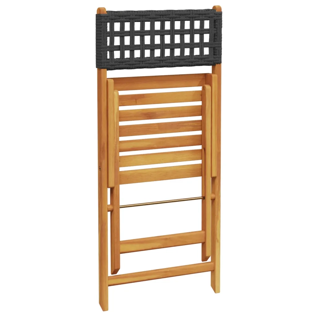 Set da Pranzo per Giardino 5pz | Set Salotto da Giardino Nero Polyrattan e Legno Massello