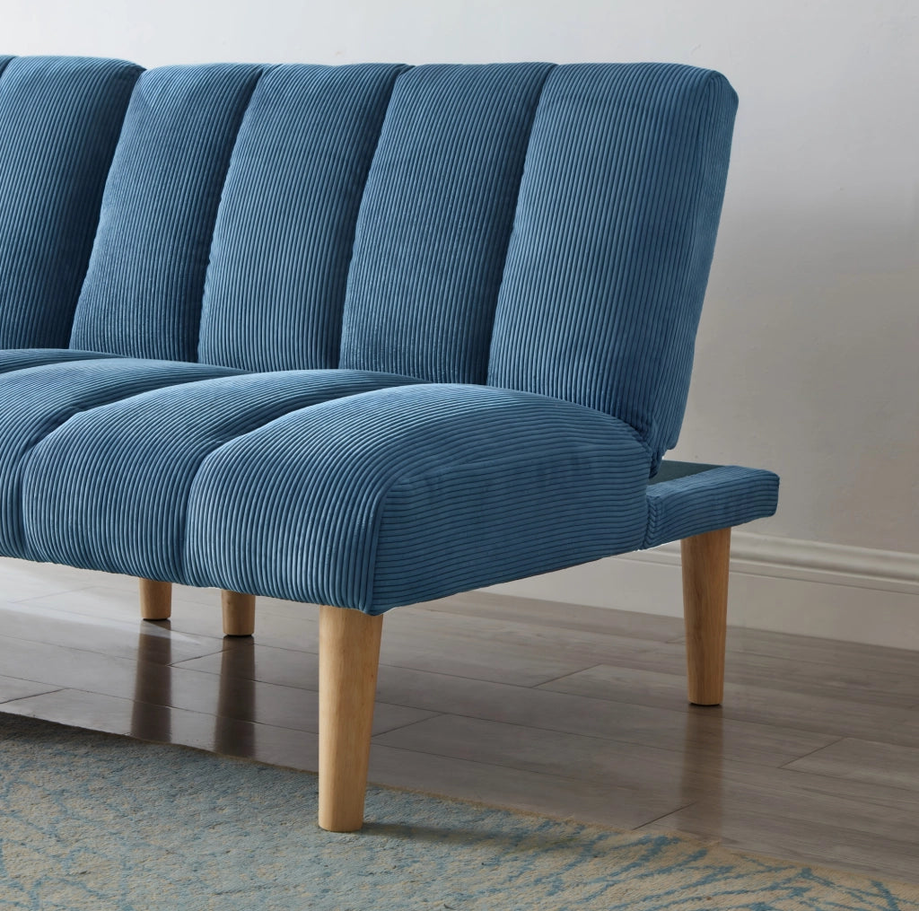 Divano letto 167x82x72 cm blu in velluto a coste - schienale regolabile in 3 posizioni