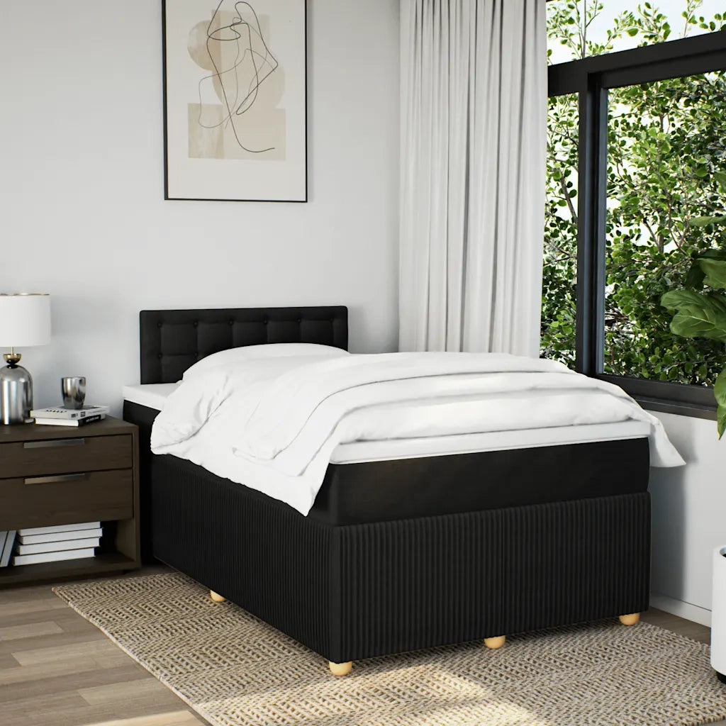 Giroletto a Molle con Materasso Nero 120x200 cm in Tessuto 3287439