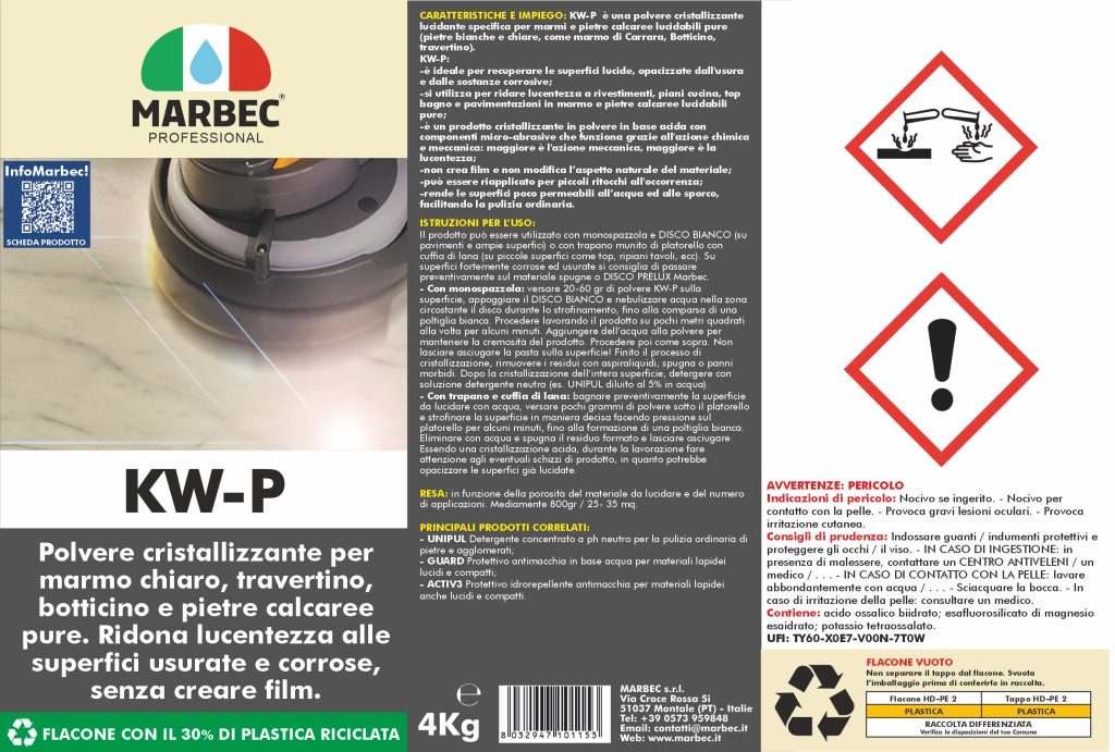 Cristallizzante per marmo KW-P   4KGx4Pz