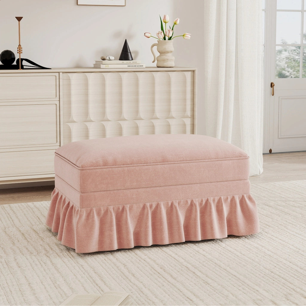 Pouf Windsor in Tessuto Chenille Rosa con Design Elegante e Versatile
