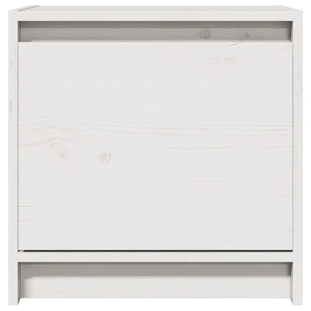 Set di 2 Comodini | Armadio da Notte | Mobiletto da notte Bianchi 40x30,5x40 cm in Legno Massello di Pino