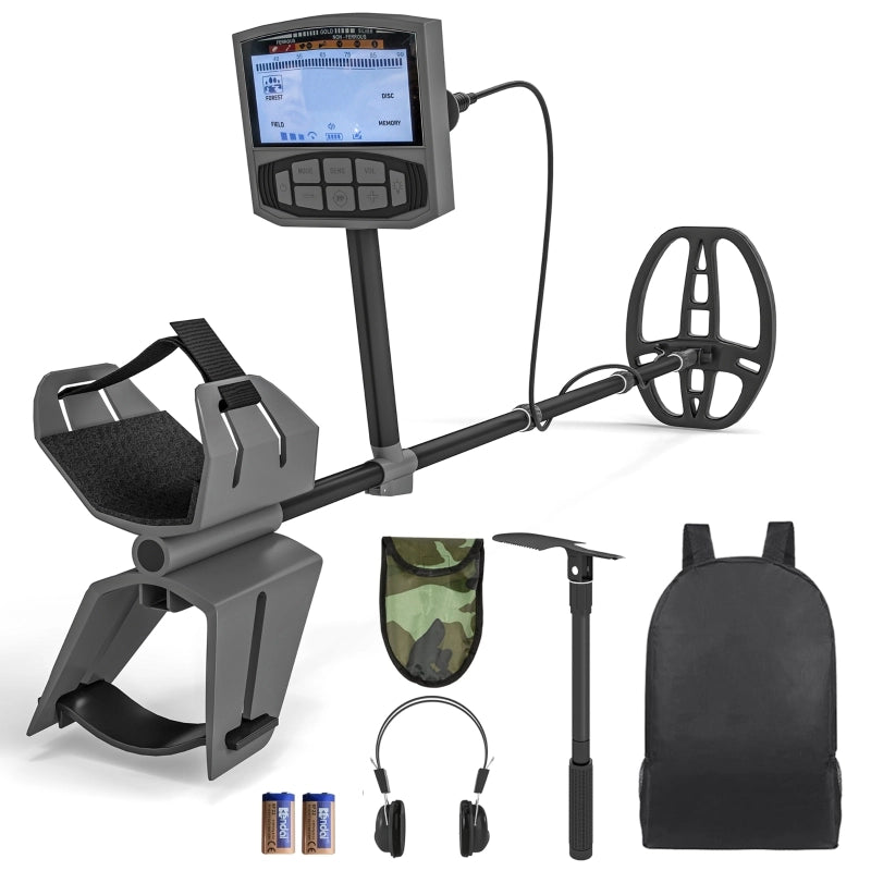 Metal detector per adulti, 5 modalit¨¤, localizzatore portatile con allarme, bobina, display LCD, impermeabile IP68, grigio scuro