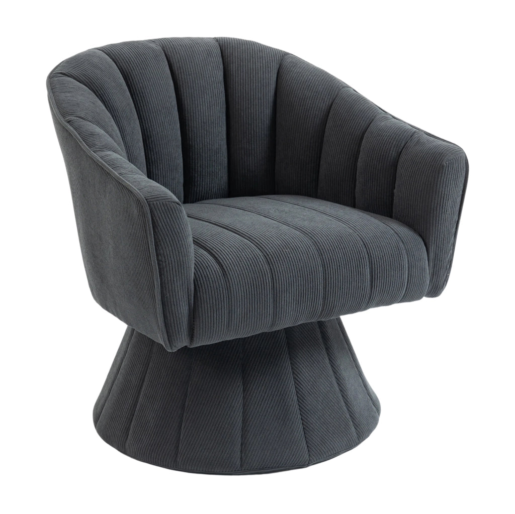 Sedia girevole 360° YEAVIO con imbottitura ergonomica in velluto a coste grigio scuro, base stabile, adatta per ufficio e home office, dimensioni 70x66x72 cm