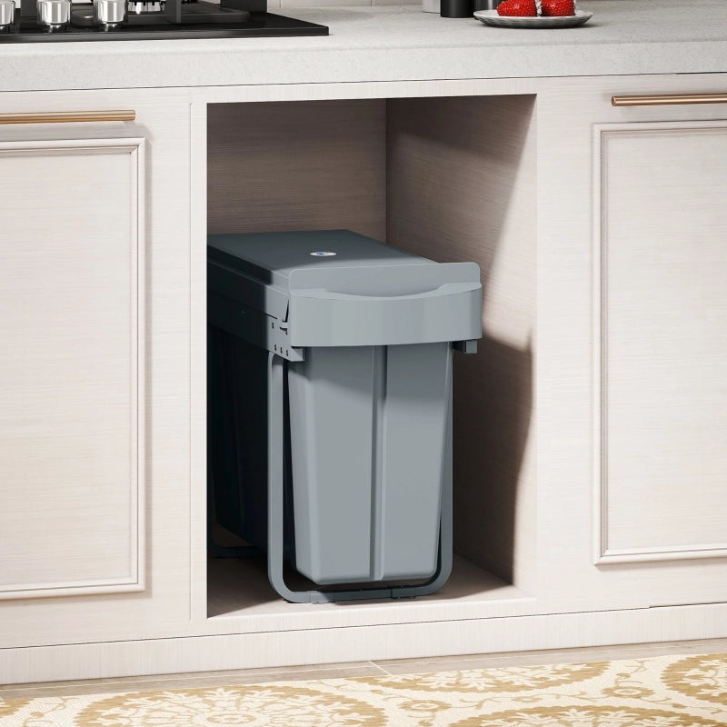 Pattumiera estraibile da incasso 30 l con 2 secchi 20 l e 10 l telaio in metallo grigia 52 × 26 × 40.8 cm
