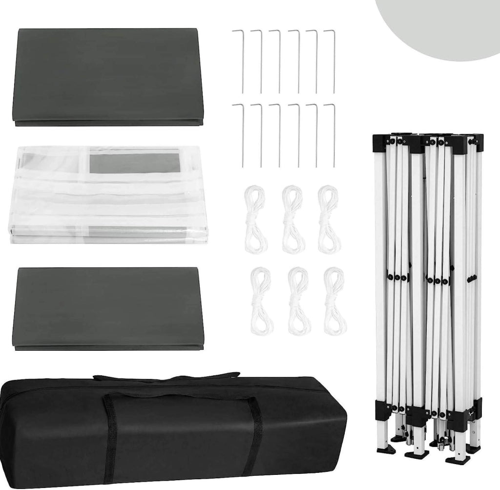 Gazebo da giardino 3x6 m con 6 pareti, impermeabile e UV 50+