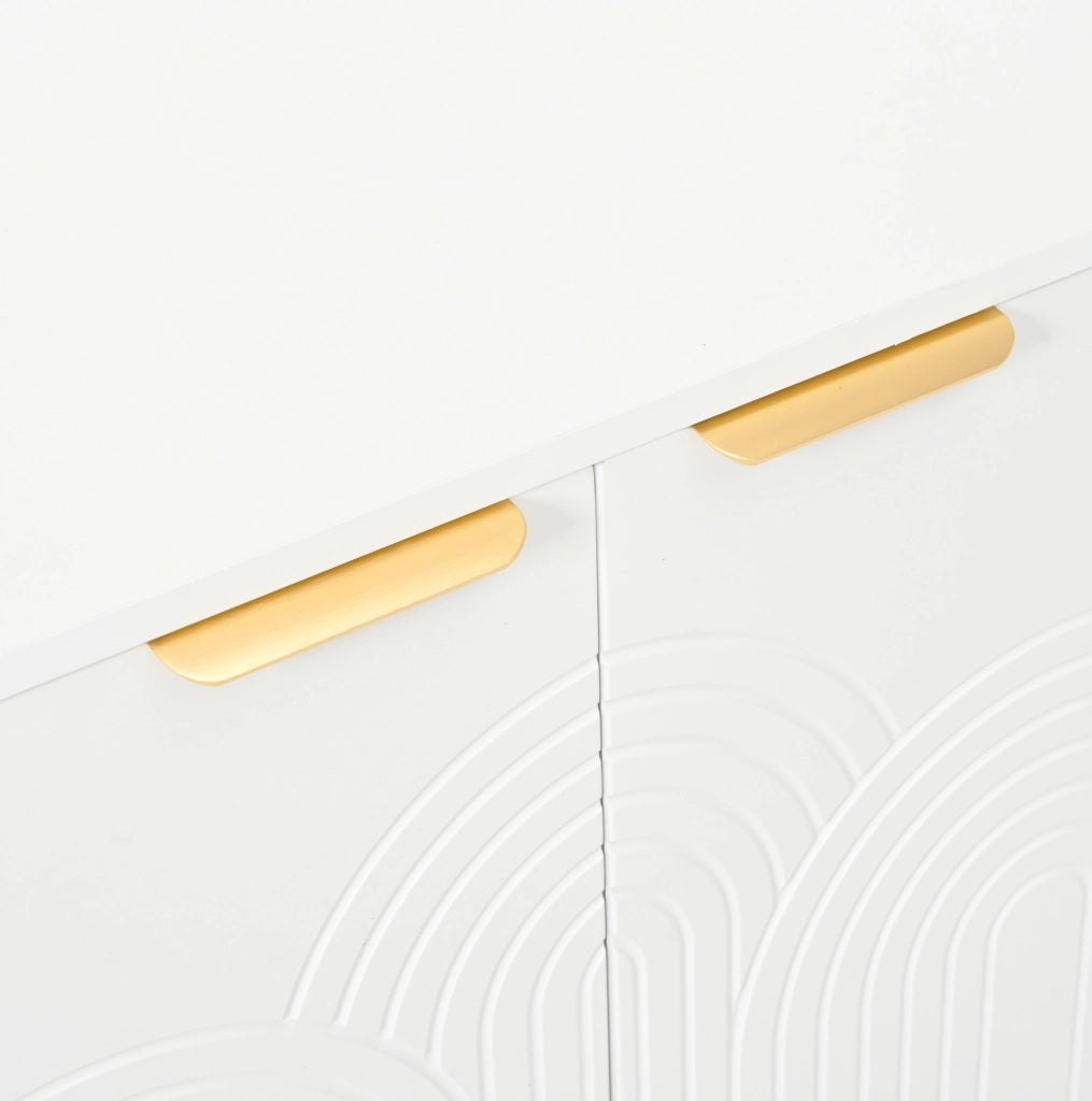 Credenza bianca con 4 ante e maniglie dorate