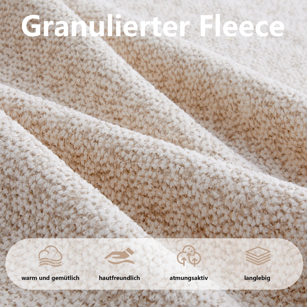 Divano modulare a 4 posti con pouf, schiuma ad alta densità 32D, tessuto morbido beige e bianco