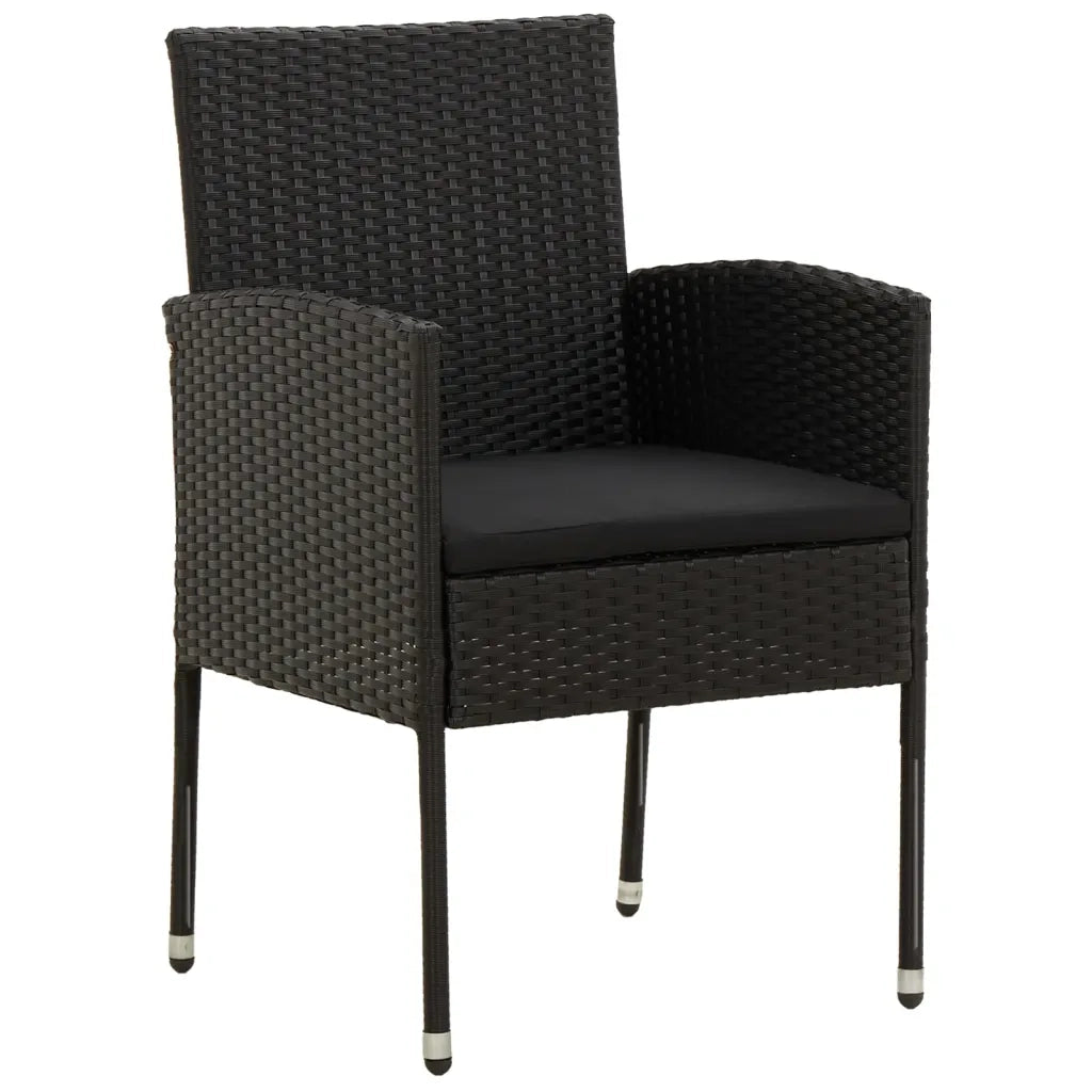 Set da Pranzo per Esterni 7 pz in Polyrattan Nero 3120109