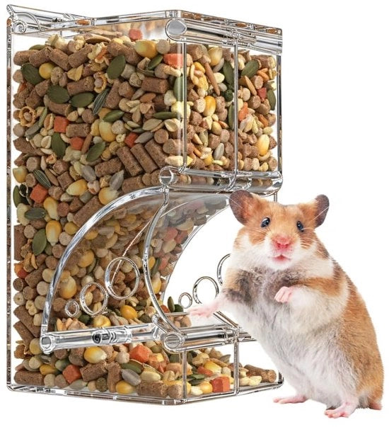 Custodia per cibo per hamster e ratti 300/400 ml - Bocchetta trasparente - Coperchio scorrevole - Per hamster e ratti - Facile da riempire - Bocchetta in acrilico di alta qualità