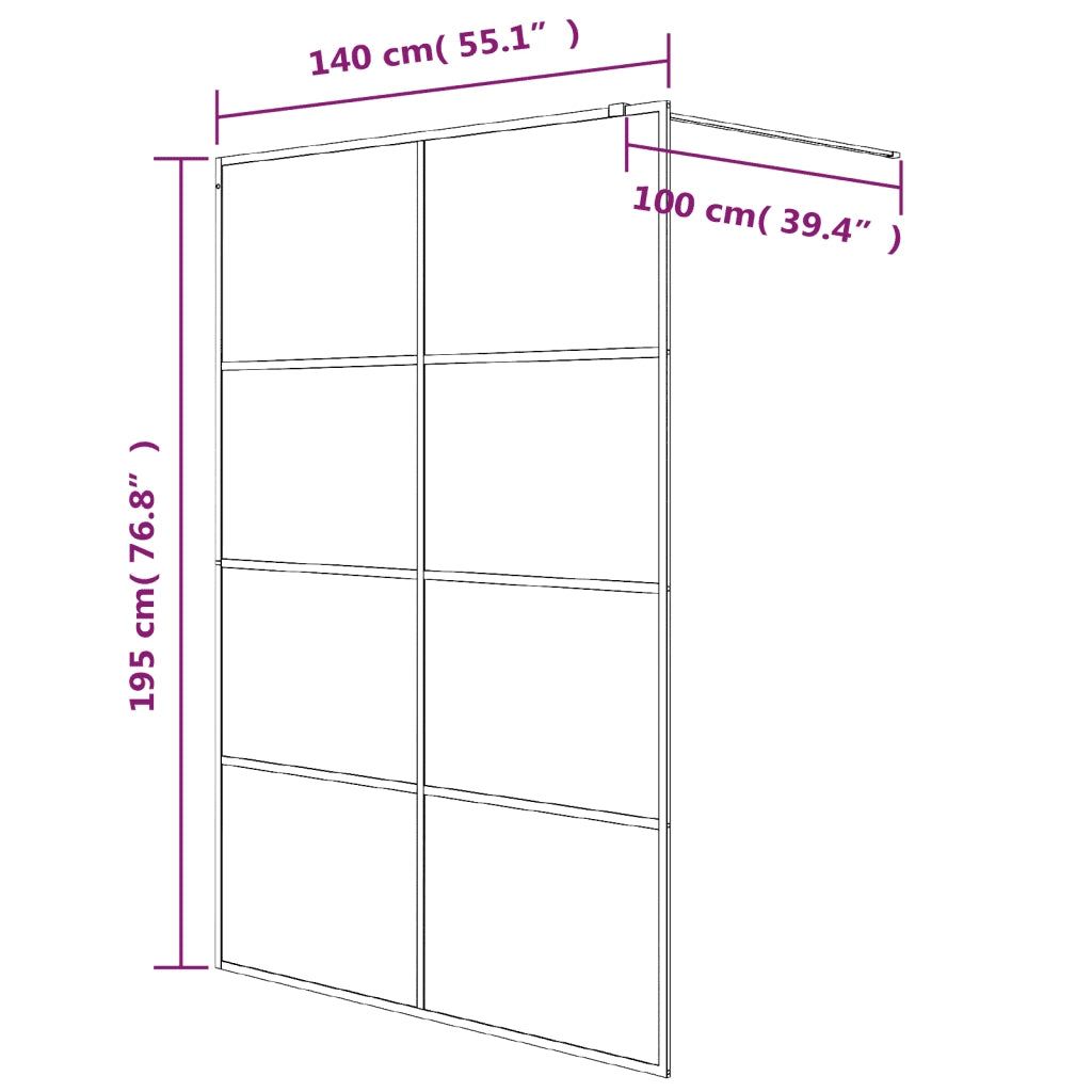 Parete Doccia Walk in Argento 140x195 cm Vetro Trasparente ESG 152139