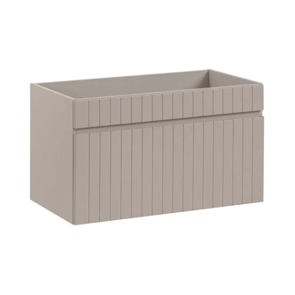 Set bagno ICON: mobile sottolavabo 80cm cachemire + piano per lavabo effetto legno