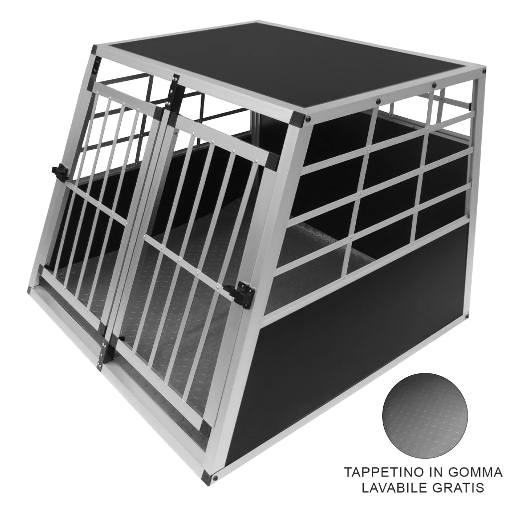 Gabbia Doppia per Trasporto Cani e Animali per Bauli Macchine Autovetture - Grande