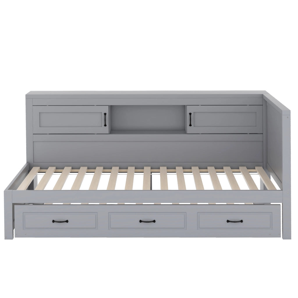 Letto a Divanetto 90x200 cm; Letto Singolo - Contenitore; LED; USB; e Presa - Grigio
