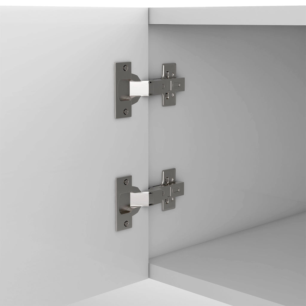 Mobile porta TV bianco in MDF con 2 cassetti e vani aperti, moderno e capiente