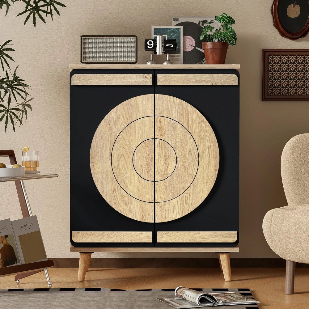 Scarpiera con Ante Geometriche e Ripiani ¨C MINIMAL ¨C Legno, Multilivello