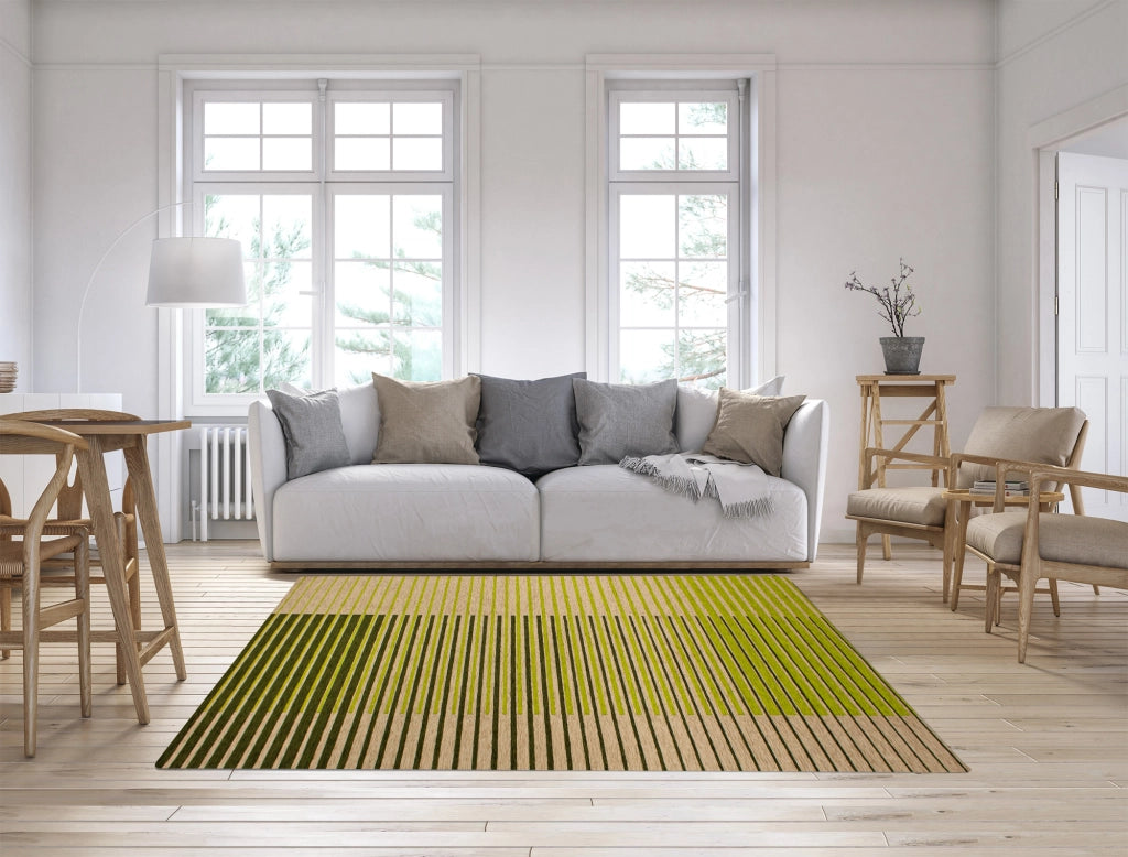 Tappeto Arredo Moderno Morbido in Ciniglia Ingresso Antiscivolo Prodotto Italiano  Soggiorno Camera Salotto Disegni Piazzati Cotone Varie Misure Grande Neon/Verde - 160x240 cm