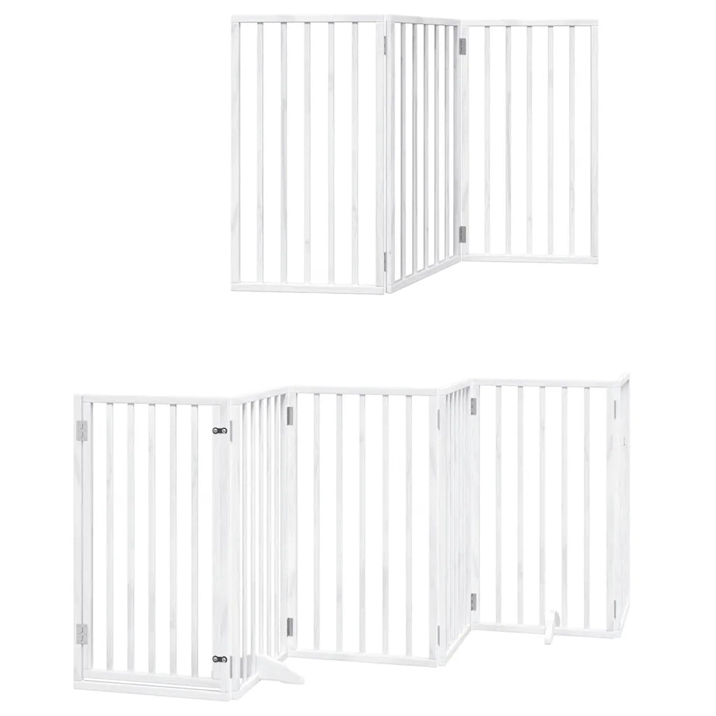 Cancello Cani Porta Pieghevole Bianco 15 Pannelli 750 cm Pioppo 3155540