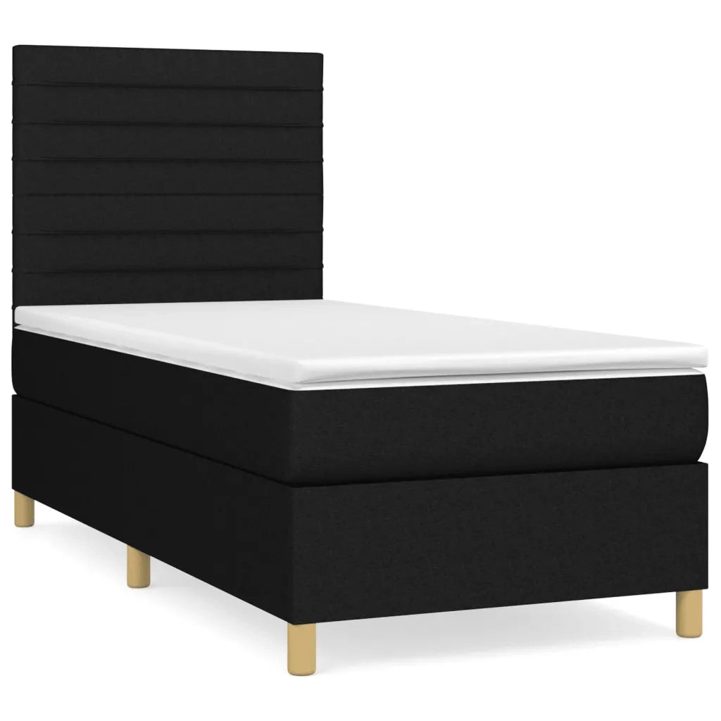Giroletto a Molle con Materasso-Struttura Letto Nero 80x200 cm inTessuto 592674