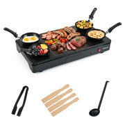 Barbecue elettrico da tavolo 1000w piastra antiaderente per raclette e bistecca con 4 padelle e accessori, Griglia elettrica da tavolo