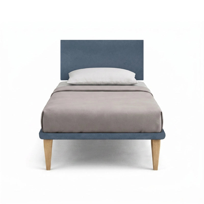 Letto imbottito Piazza e mezzo 120x190 cm Flat - Con rete,Microfibra,Blu