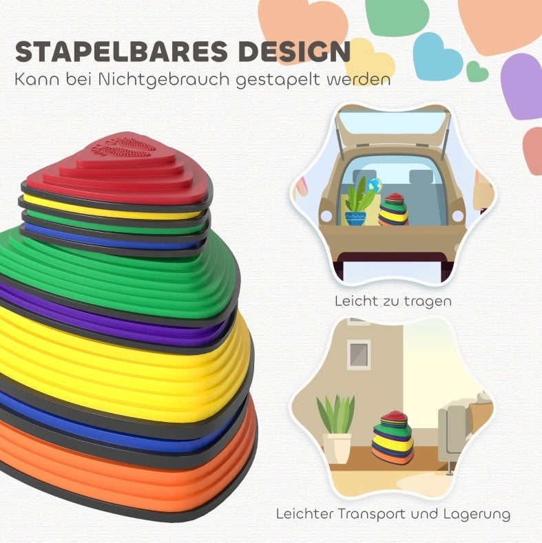 Pietre per equilibrio ULEVR set da 9 antiscivolo e impilabile per bambini, multicolore