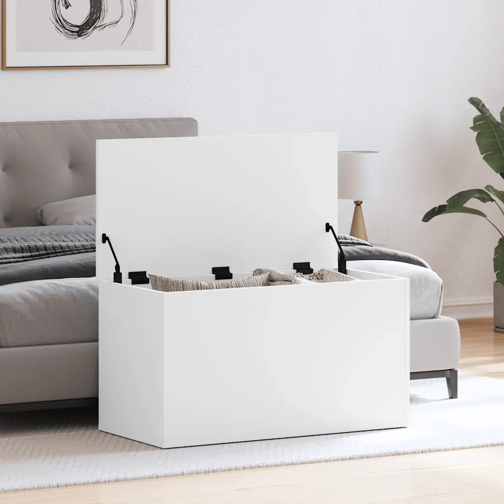 Cassapanca Bianca 84x42x46 cm in Legno Ingegnerizzato 803056
