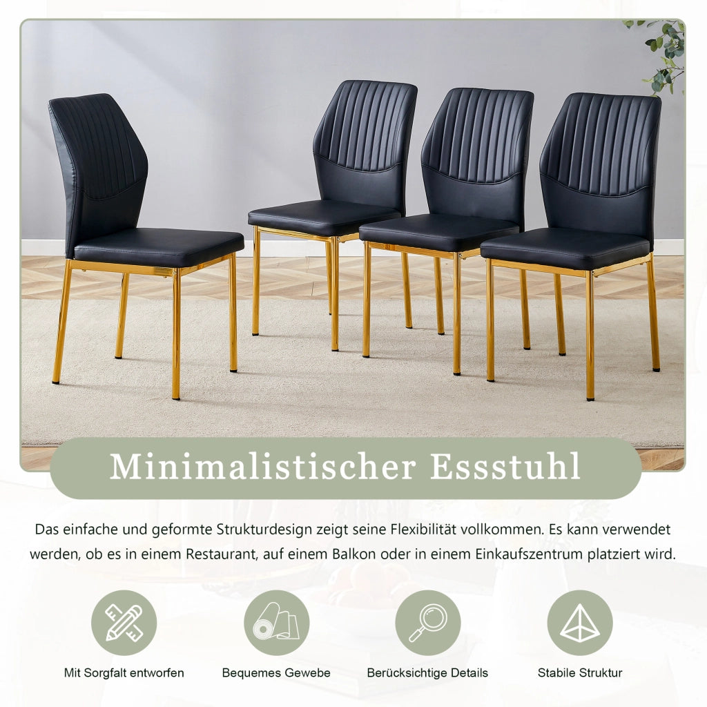 SEDIA da pranzo Set da 4 pezzi 93 cm PU Nero/Oro