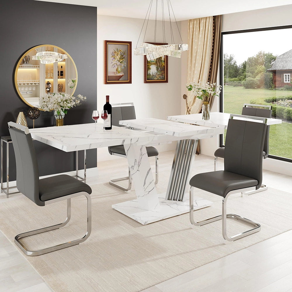 Tavolo allungabile in marmo - Xylo - 120-160x80x76 cm - Pi¨¨tement a farfalla