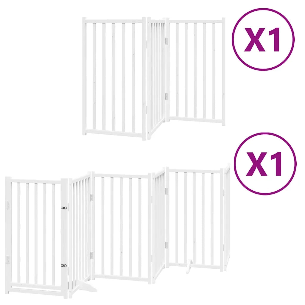 Cancello Cani Porta Pieghevole Bianco 9 Pannelli 450 cm Pioppo CFW9397145