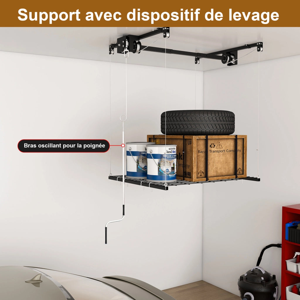 Scaffale da soffitto per garage ¨C Minimal ¨C Acciaio 120x120cm capacit¨¤ 113kg per altezze 3-3.6m