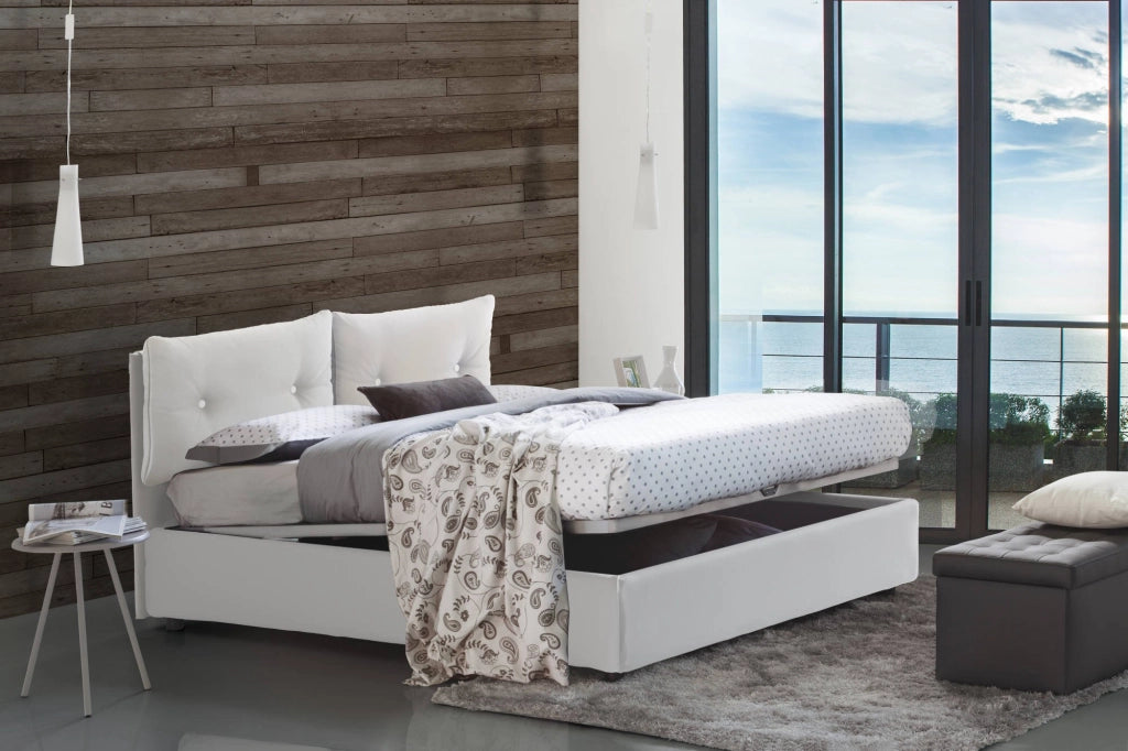 Bacio, Letto Piazza e Mezza Materasso Incluso Made in Italy, Bianco
