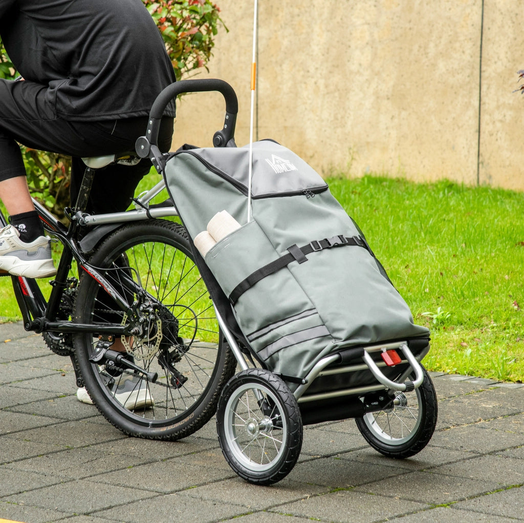 Rimorchio bici e carrello spesa 2 in 1 53x43x110 cm alluminio grigio con fascette