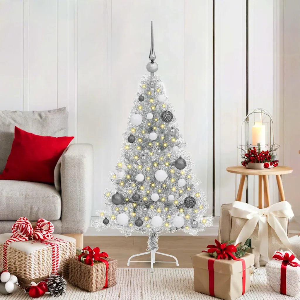 Albero di Natale artificiale con luci integrate Argento 120 cm 3397179