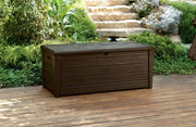 Cassapanca outdoor Wawa, Baule da giardino, Contenitore da esterno, Panchina contenitore da esterno, 145x70 h60 cm, Marrone