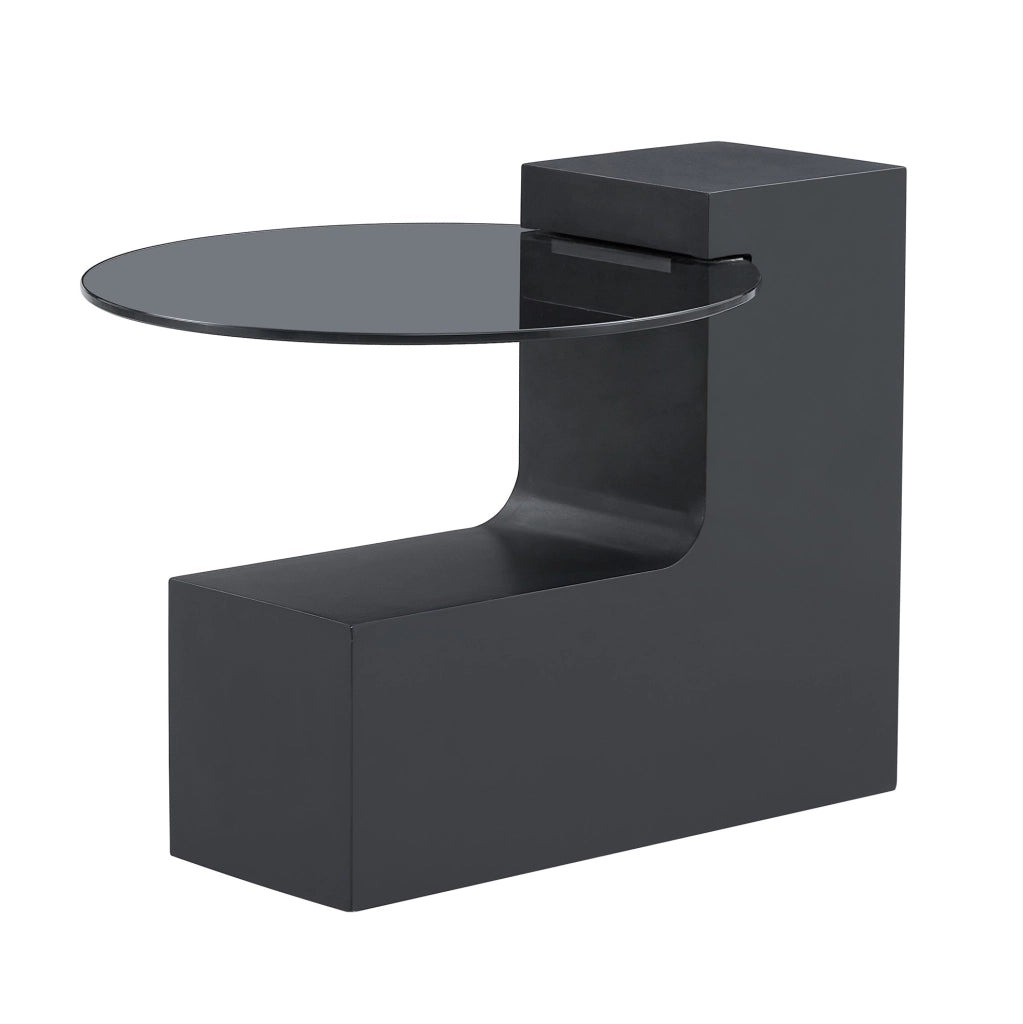 Set di 2 tavolini rotondi 61 e 44 cm in MDF e vetro bianco e nero