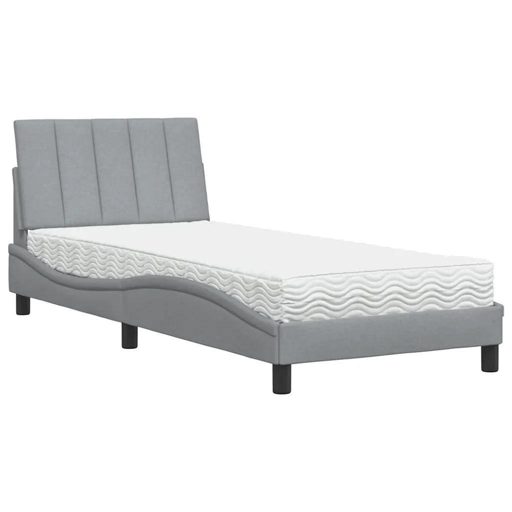 Letto con Materasso Hanko Grigio Chiaro 80x200 cm in Tessuto